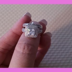 Women White Diamonique Princess-cut Ring
